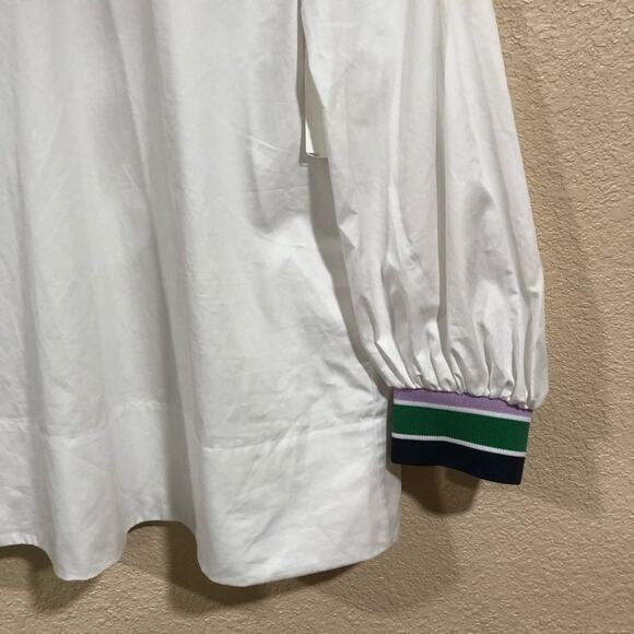 NWT Tibi white tech poplin popover with cutouts and snaps on back - Picture 7 of 12